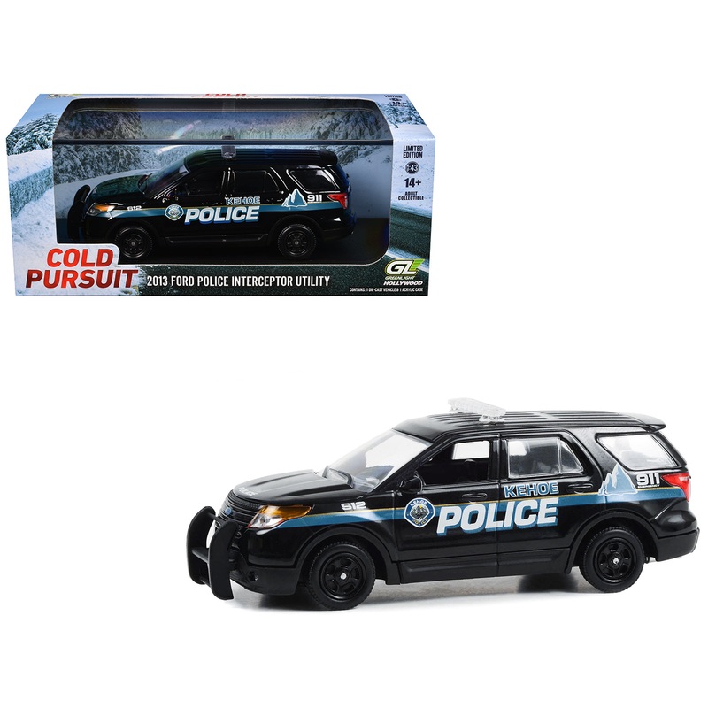 2013 Ford Police Interceptor Utility “Kehoe Police Department Kehoe Colorado” Black with White Stripes “Cold Pursuit” (2019) Movie 1/43 Diecast Model Car by Greenlight