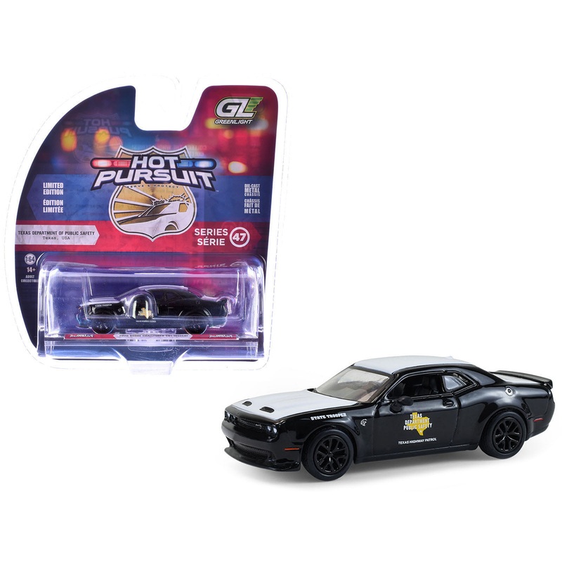2020 Dodge Challenger SRT Hellcat “Texas Department of Public Safety” Black and White “Hot Pursuit” Series 47 1/64 Diecast Model Car by Greenlight
