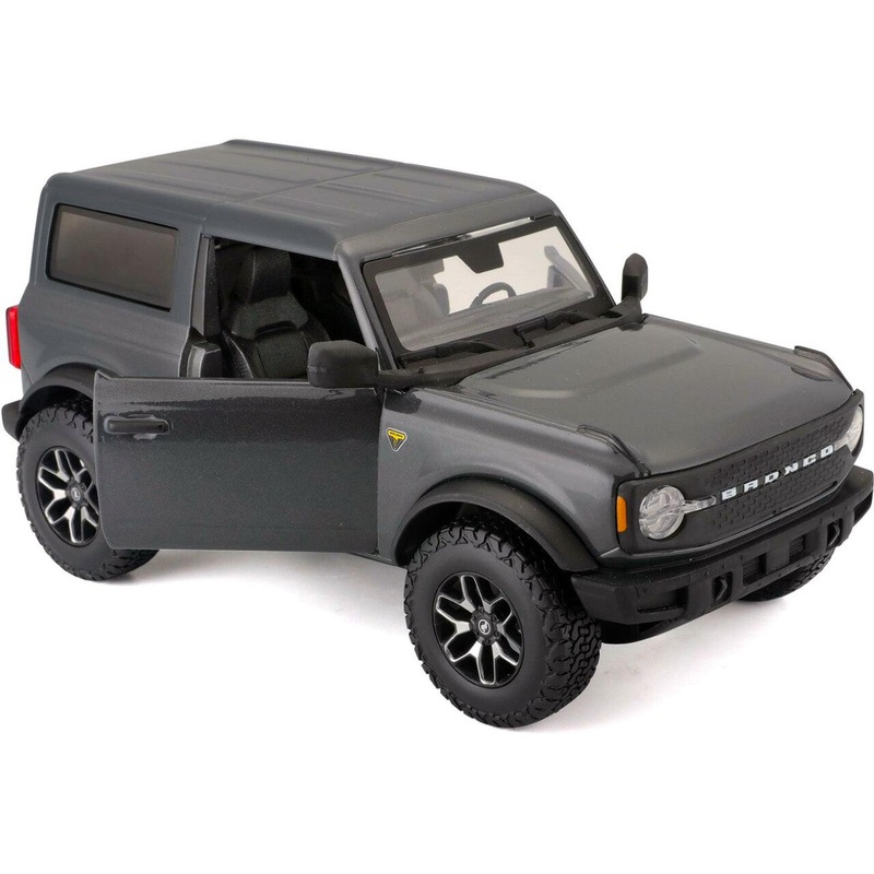 2021 Ford Bronco Badlands Gray Metallic with Black Top “Special Edition” 1/24 Diecast Model Car by Maisto