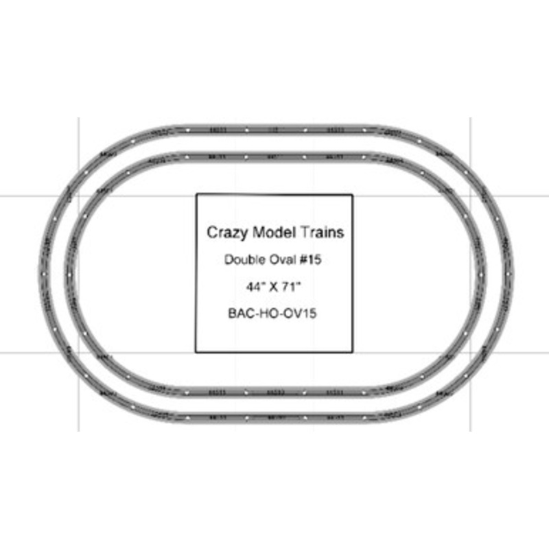 Bachmann E-Z Track HO Scale Double Oval #15 Basic Train Track Set – 44″ X  71″