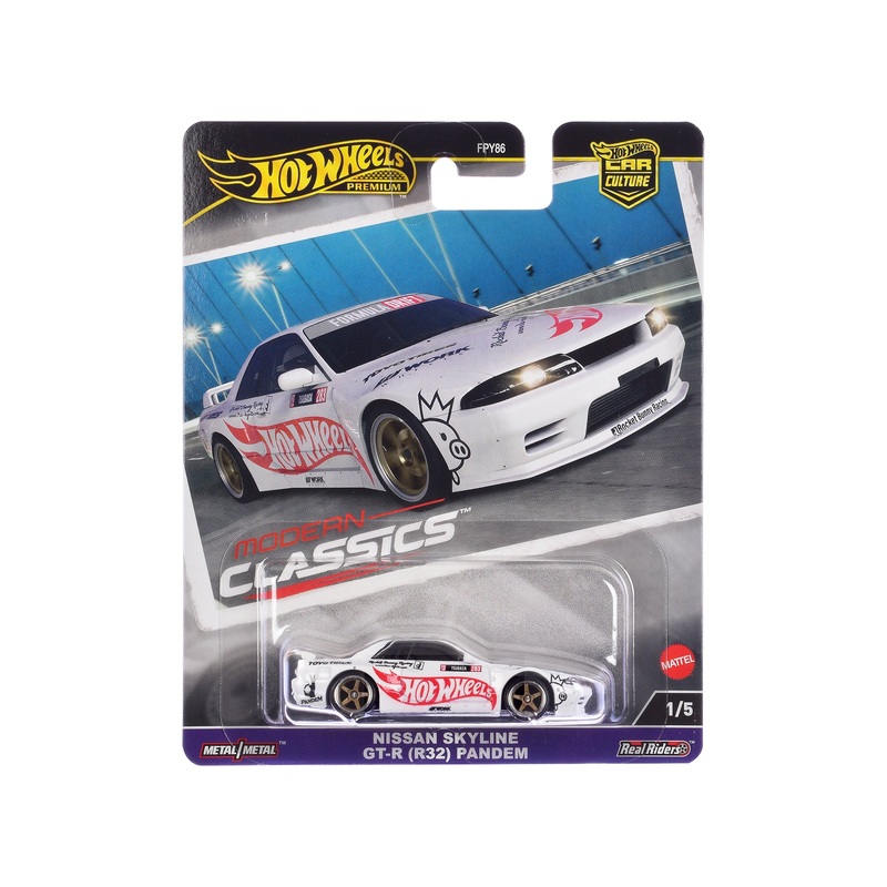 Nissan Skyline GT-R (R32) “Pandem” White with “Hot Wheels” Logo “Modern Classics” Series Diecast Model Car by Hot Wheels
