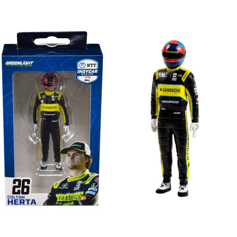 “NTT IndyCar Series” #26 Colton Herta Driver Figure “Gainbridge – Andretti Autosport” for 1/18 Scale Models by Greenlight