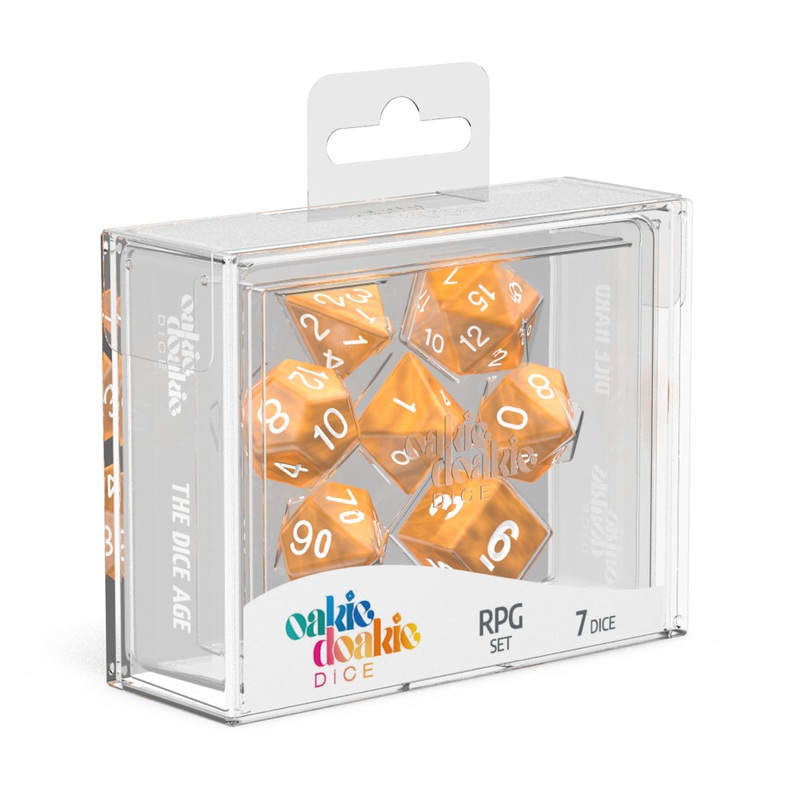 Oakie Doakie Dice – RPG Set Marble: Orange (7)