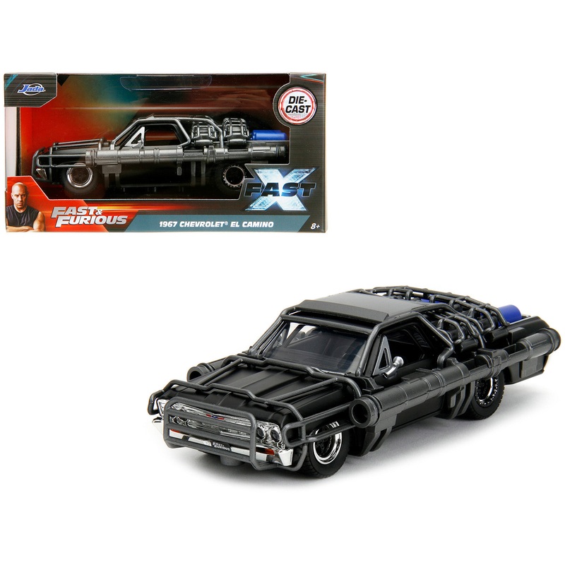 1967 Chevrolet El Camino with Cannons Matt Black “Fast X” (2023) Movie “Fast & Furious” Series 1/32 Diecast Model Car by Jada