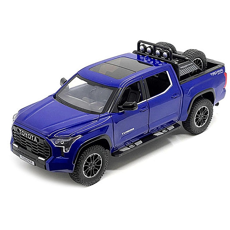 2023 Toyota Tundra TRD 4×4 Pickup Truck Blue Metallic with Sunroof and Wheel Rack 1/24 Diecast Model Car