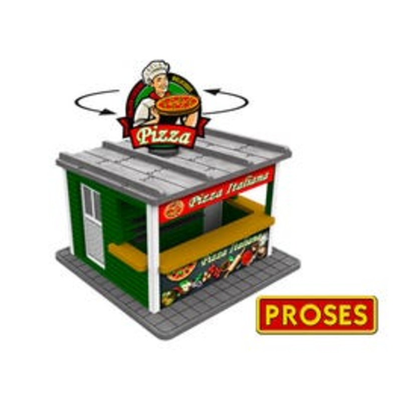 Bachmann #39121 O Scale Pizza Stand w/Light & Rotating Sign- KIT