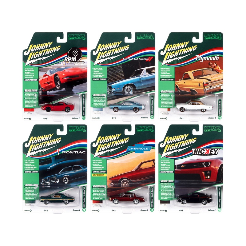 “Muscle Cars USA” 2022 Set A of 6 pieces Release 2 1/64 Diecast Model Cars by Johnny Lightning