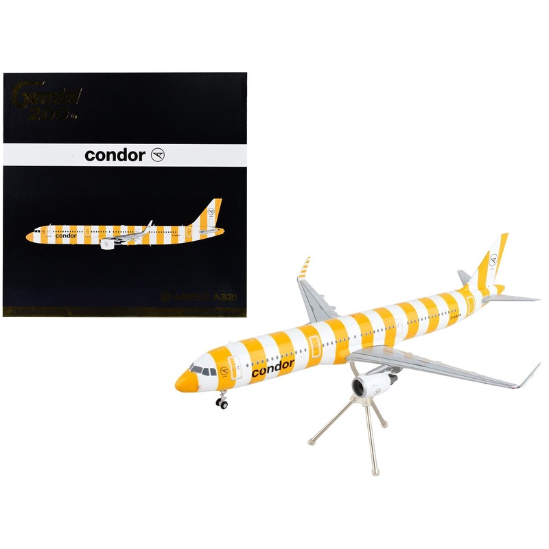 Airbus A321 Commercial Aircraft “Condor Airlines” White and Orange Striped “Gemini 200” Series 1/200 Diecast Model Airplane by GeminiJets