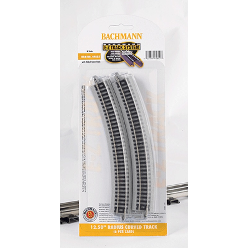 Bachmann 44852 N, E-Z track, 12-1/2, 12.5 Radius, 6 Pieces, 1/2 Circle, 12 pieces make circle