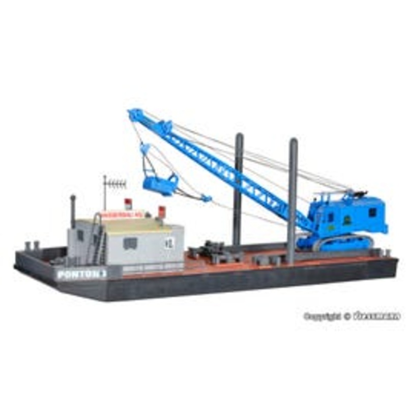 Kibri 39156  HO Working Barge with MENCK excavator M154 LC kit