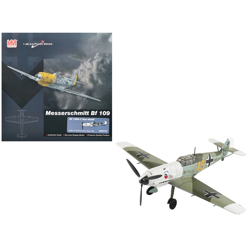 Messerschmitt Bf 109E-3 Fighter Aircraft “Yellow 15 Karl Wolff III/JG 52 France” (1940) German Luftwaffe “Air Power Series” 1/48 Diecast Model by Hobby Master
