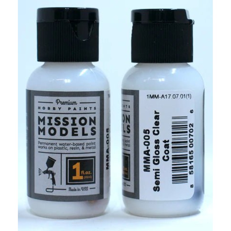 Mission Models MMA-005, Semi Gloss Clear Coat, Water Based, 1 fl oz