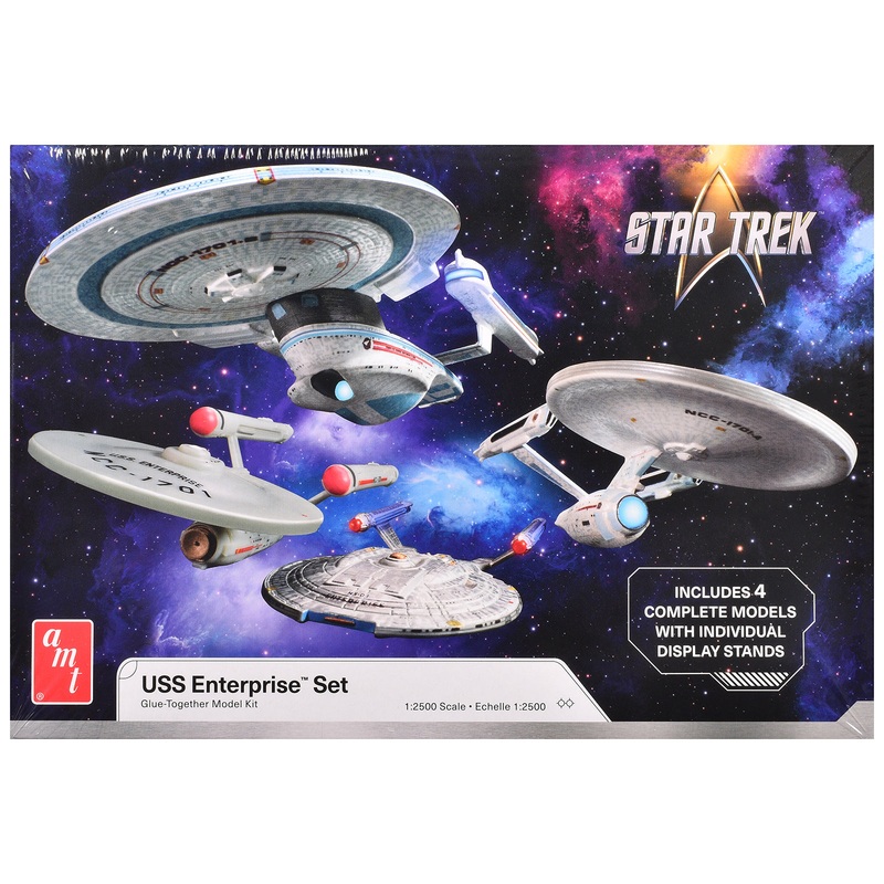 Skill 2 Model Kit U.S.S. Enterprise Four Ship Set “Star Trek” 1/2500 Scale Model by AMT