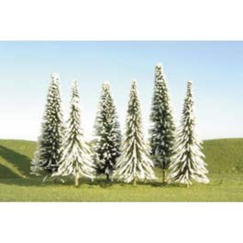 Bachmann 32002 HO 5″ – 6″ Pine Trees with Snow (six pieces per pack)