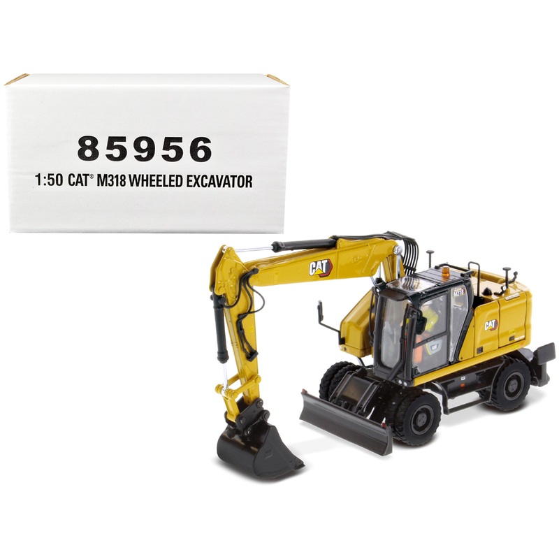 CAT Caterpillar M318 Wheeled Excavator Yellow with Operator “High Line” Series 1/50 Diecast Model by Diecast Masters