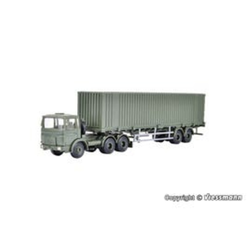 Kibri 18068  HO Military MAN 3-axle tractor with 40 container trailer kit