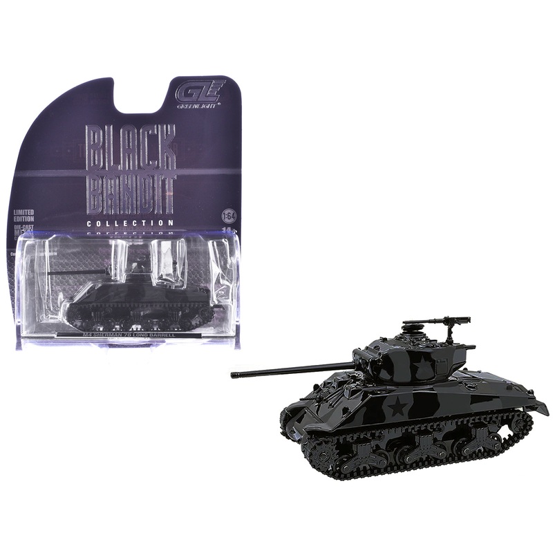 M4 Sherman 76 Long Barrell Tank Black Camouflage “Black Bandit” Series 30 1/64 Diecast Model Car by Greenlight