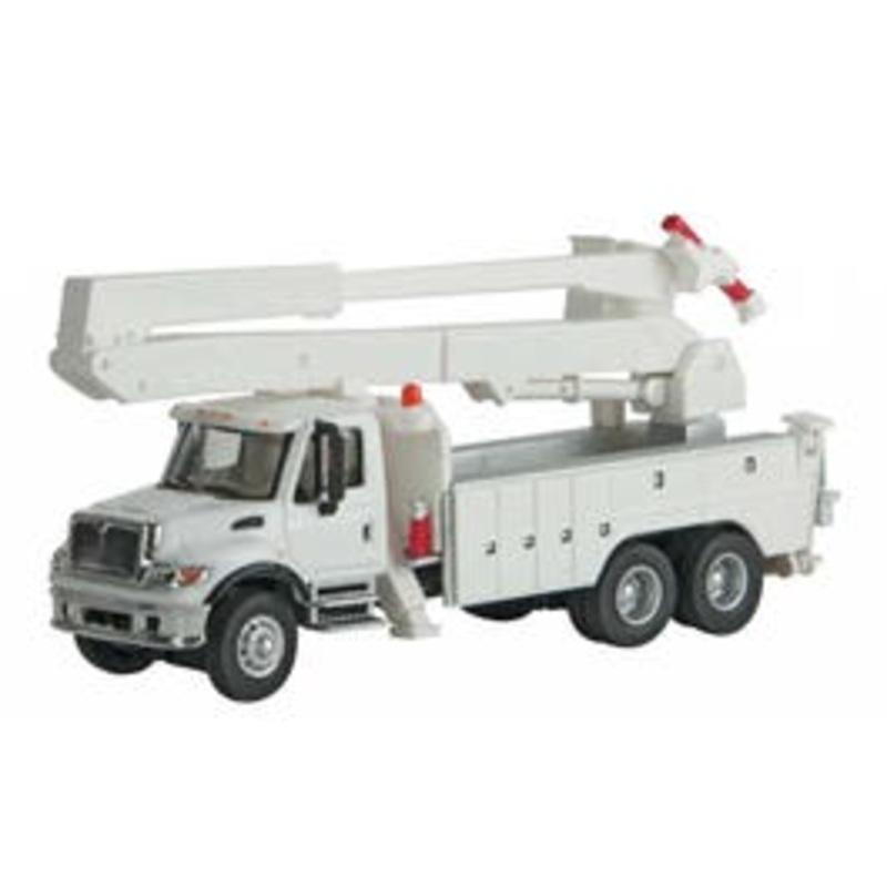 Walthers #949-11754 International 7600 Utility Truck with Bucket Lift – White w/Decals