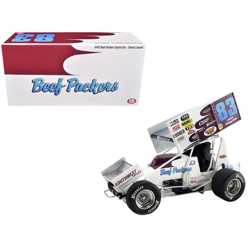 Winged Sprint Car #83 Danny Lasoski “Beef Packers” “National Sprint Car Hall of Fame” 1/18 Diecast Model Car by ACME