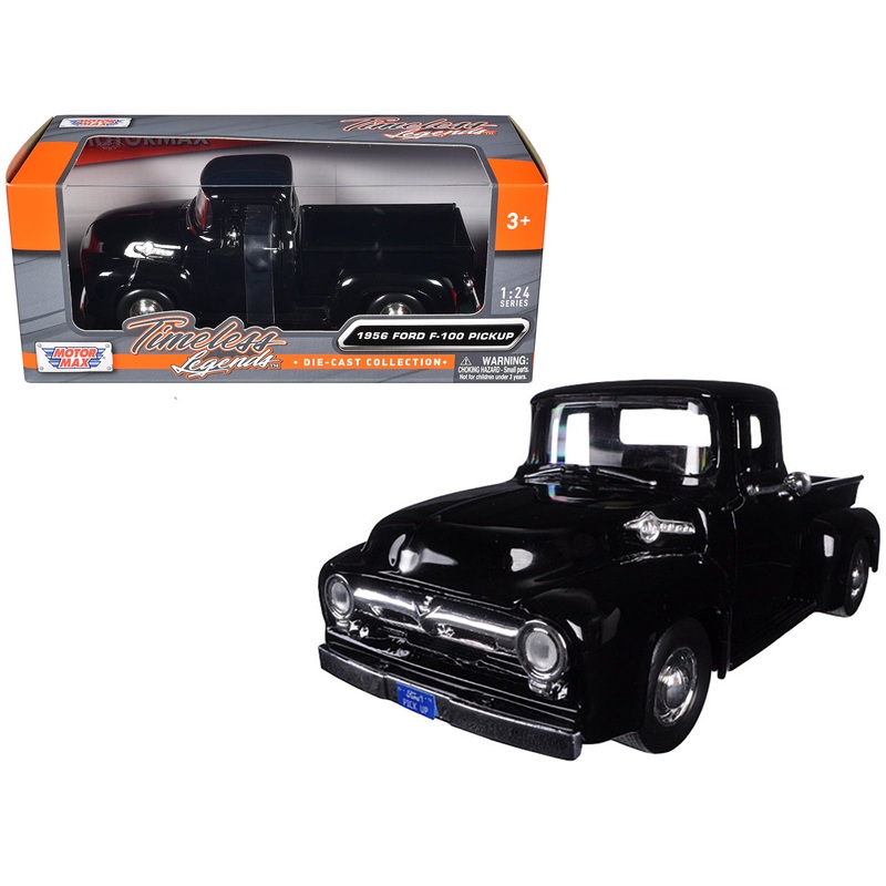 1956 Ford F-100 Pickup Truck Black 1/24 Diecast Model by Motormax