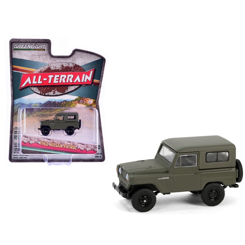 1962 Nissan Patrol Matt Olive Green “All Terrain” Series 16 1/64 Diecast Model Car by Greenlight