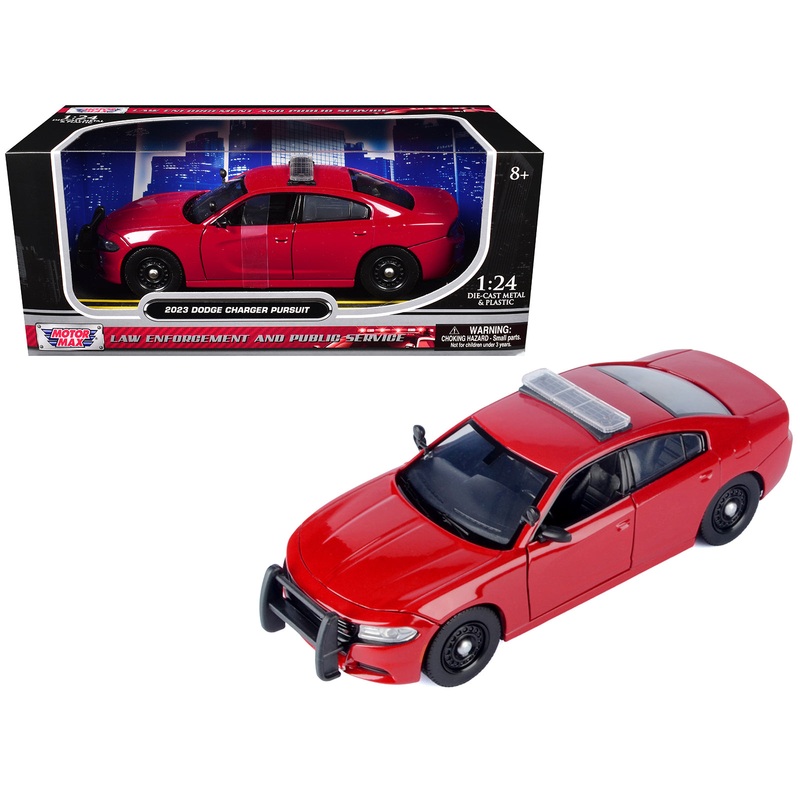 2023 Dodge Charger Pursuit Police Car Red “Law Enforcement and Public Service” Series 1/24 Diecast Model Car by Motormax