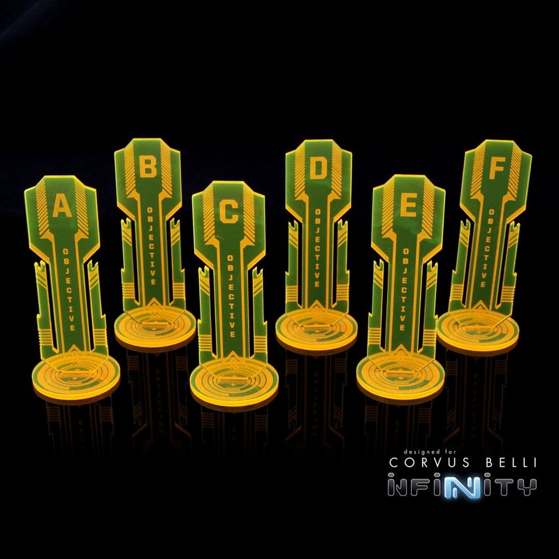 Warsenal – Acrylic Sci Fi Objectives 6 Pack – Fluorescent Yellow / Alpha