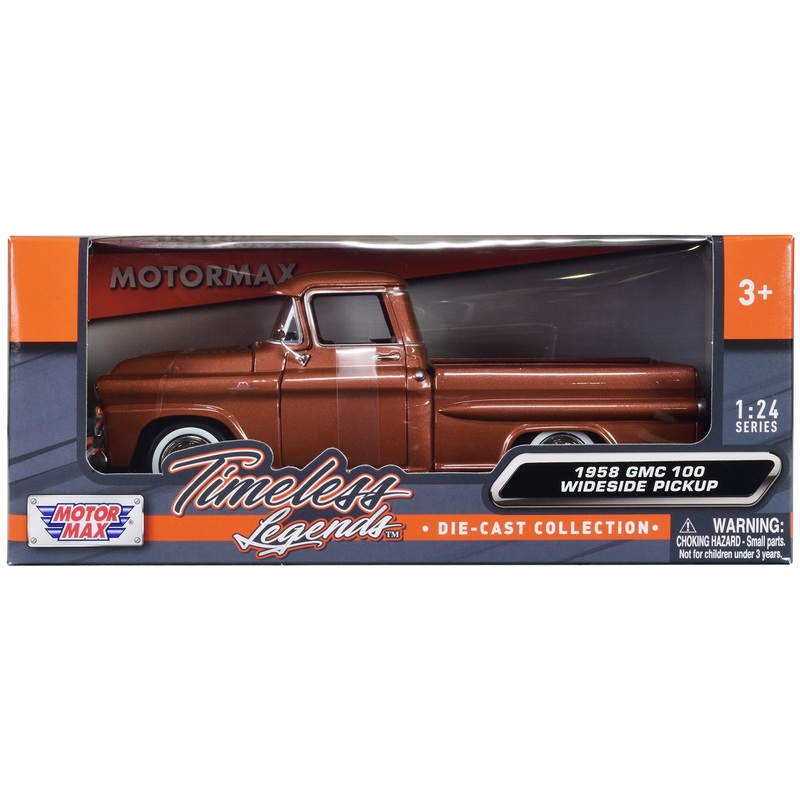 1958 GMC 100 Wideside Pickup Truck Brown Metallic “Timeless Legends” Series 1/24 Diecast Model Car by Motormax