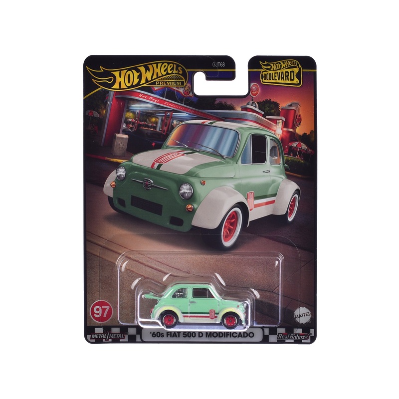 1960’s Fiat 500 D Modificado Light Green with Stripes “Boulevard” Series Diecast Model Car by Hot Wheels