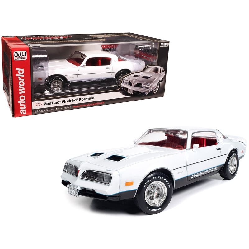 1977 Pontiac Firebird Formula Cameo White with Red Interior “American Muscle” Series 1/18 Diecast Model Car by Auto World
