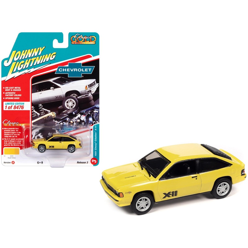 1981 Chevrolet Citation X-11 Bright Yellow “Classic Gold Collection” Series Limited Edition to 8476 pieces Worldwide 1/64 Diecast Model Car by Johnny Lightning