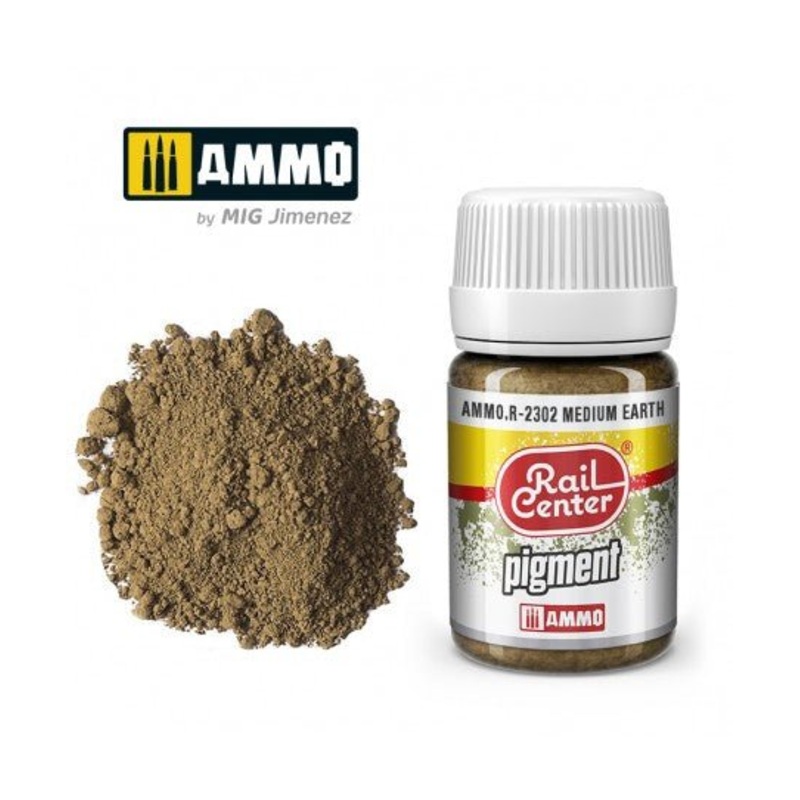 Rail Center Paint R-2302, Pigment, Medium Earth, 35ml bottle, Dry Pigment