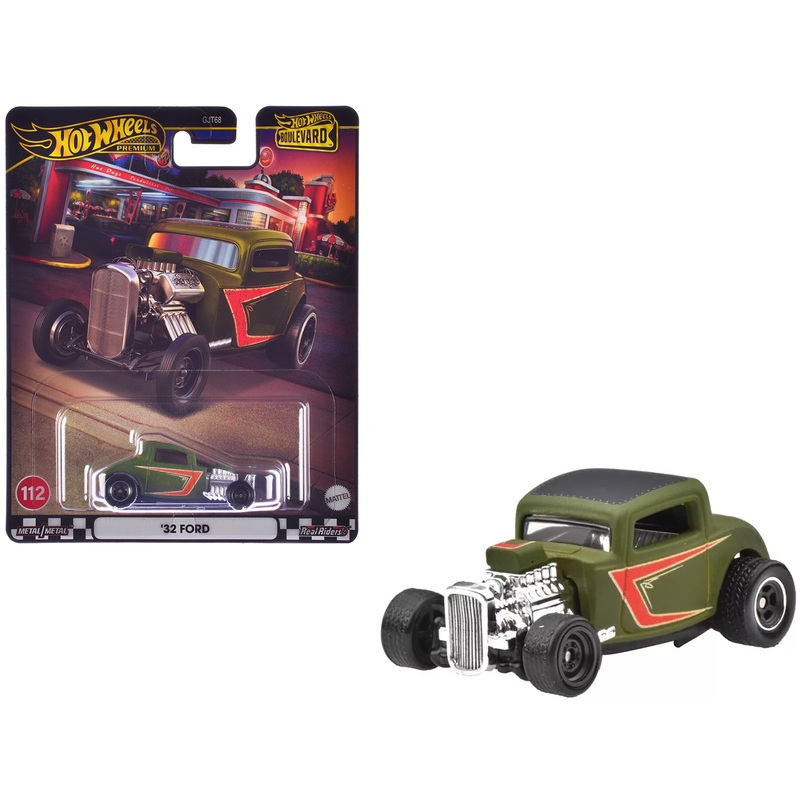 1932 Ford Hot Rod Matt Green with Graphics “Boulevard” Series Diecast Model Car by Hot Wheels