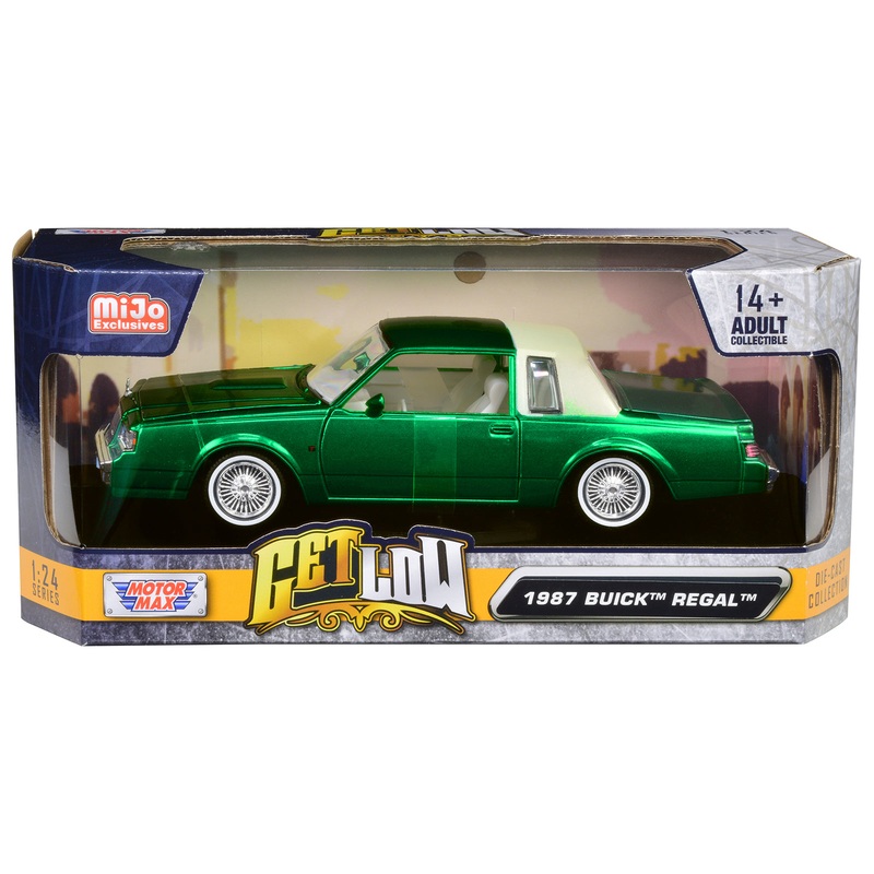 1987 Buick Regal Green Metallic with White Interior “Get Low” Series 1/24 Diecast Model Car by Motormax