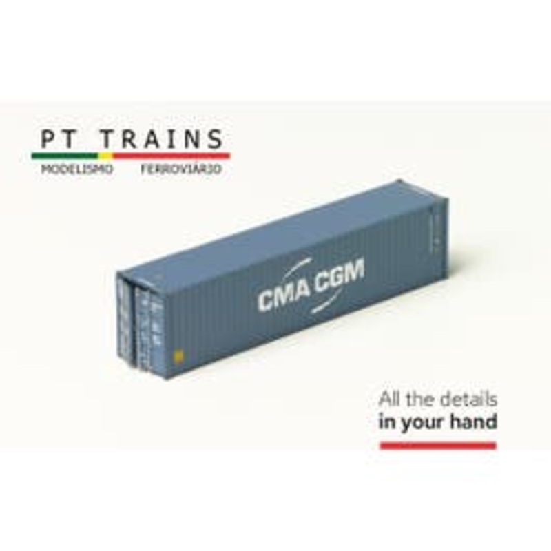 PT Trains 840070.1 HO Container 40HC CMA CGM (CMAU6157481) (Extremely Delicate Doors)