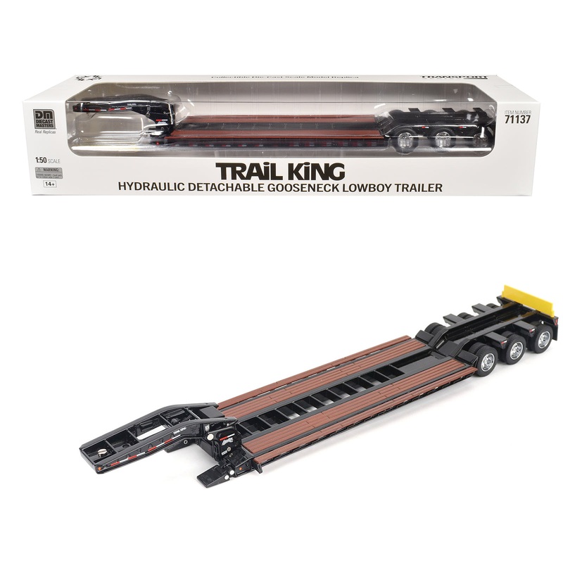 Trail King TK120 Hydraulic Detachable Gooseneck Lowboy Trailer Black (Outrigger Version) “Transport Series” 1/50 Diecast Model by Diecast Masters