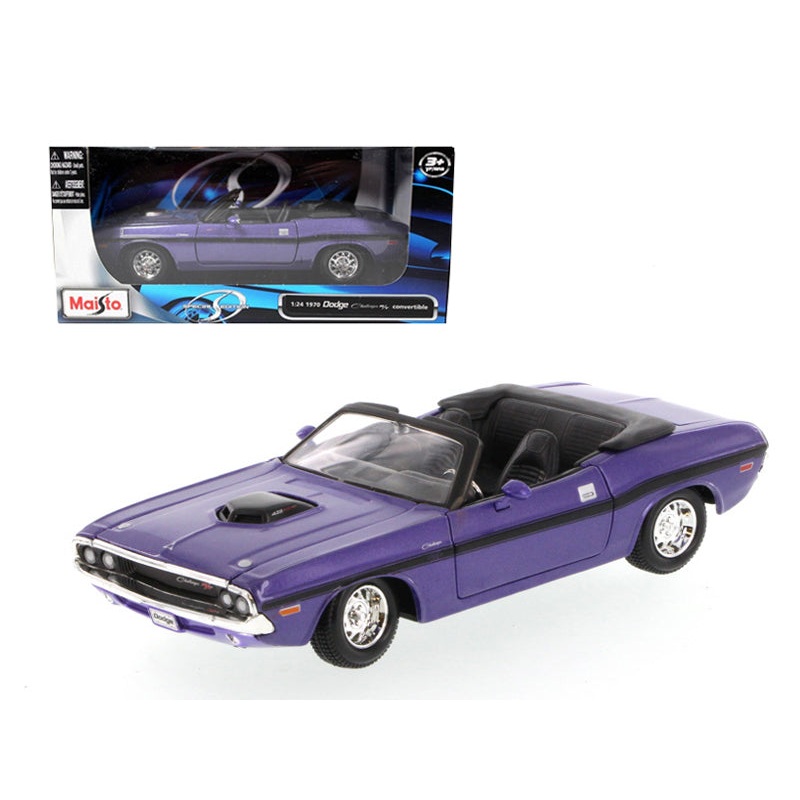 1970 Dodge Challenger R/T Convertible Purple 1/24 Diecast Model Car by Maisto