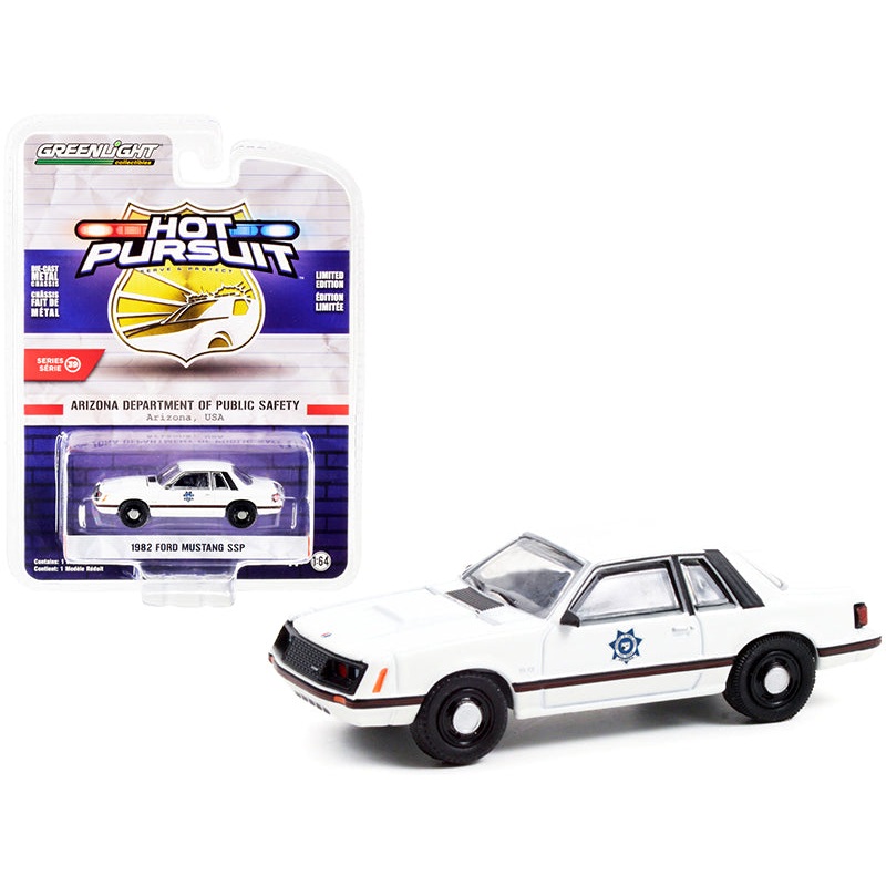 1982 Ford Mustang SSP White “Arizona Department of Public Safety” “Hot Pursuit” Series 39 1/64 Diecast Model Car by Greenlight