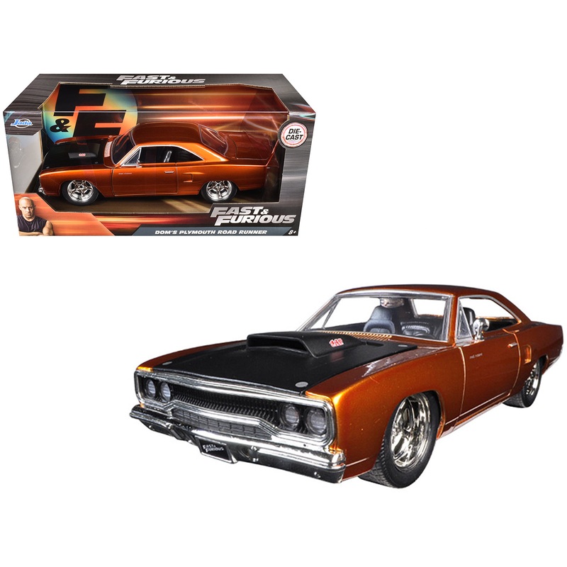 Dom’s 1970 Plymouth Road Runner Copper with Black Hood “Fast & Furious 7” (2015) Movie 1/24 Diecast Model Car by Jada