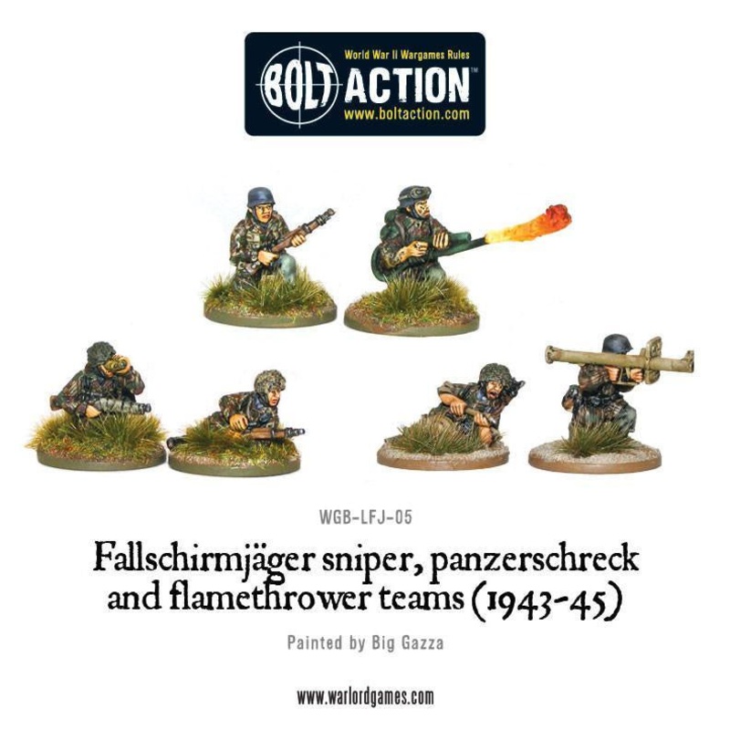 Warlord – Bolt Action: Fallschirmjager Panzerschrek Sniper and Flamethrower Teams (Metal)