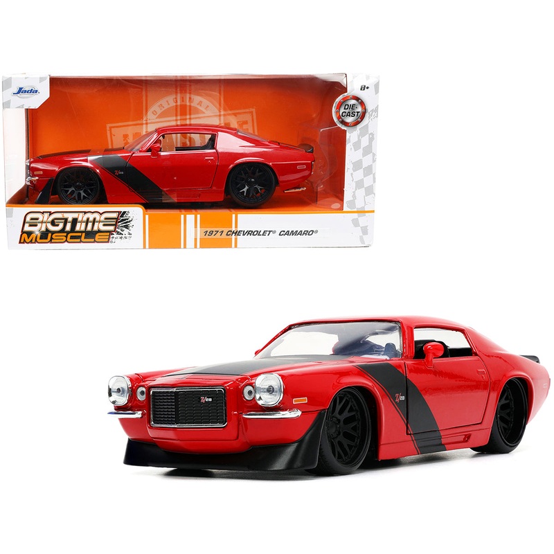 1971 Chevrolet Camaro Z/28 Red with Matt Black Stripes “Bigtime Muscle” Series 1/24 Diecast Model Car by Jada