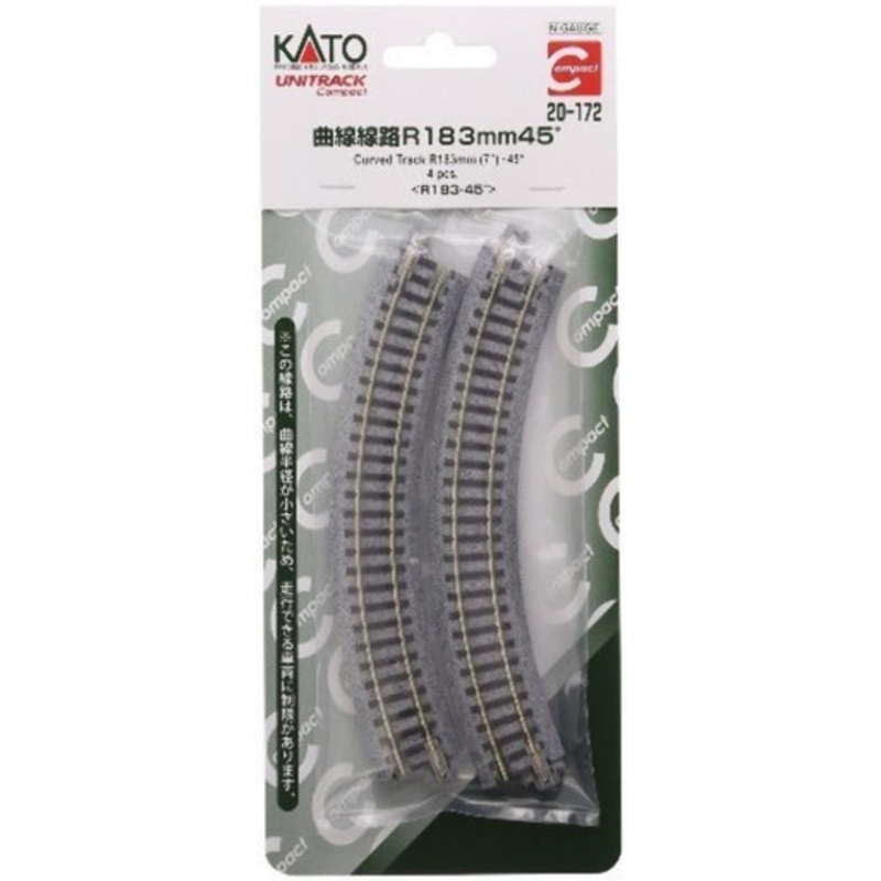 Kato 20-172 N Scale UNITRACK Compact Tracks 183mm/(7″) Radius/45-Degree (4)