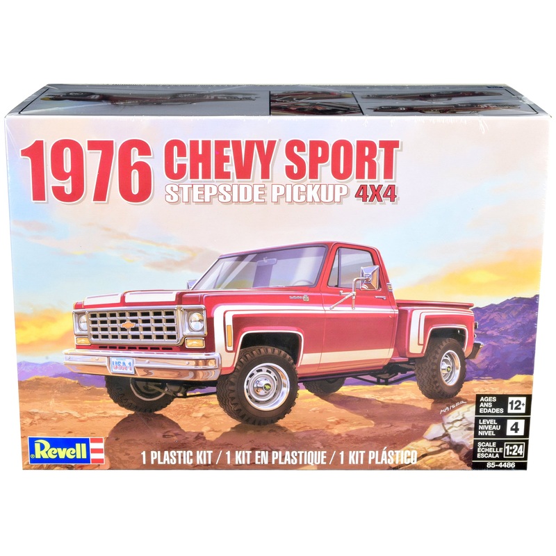 Level 4 Model Kit 1976 Chevrolet Sports Stepside 4×4 Pickup Truck 1/24 Scale Model by Revell
