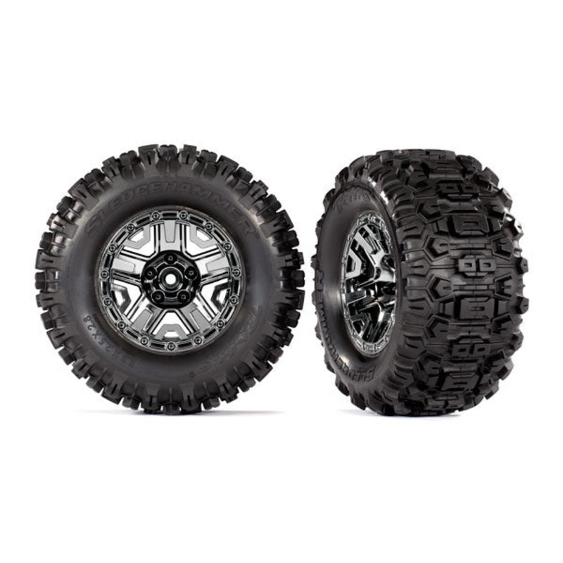 Traxxas – 9072 – Tire & Wheel 1.9″ Assembled (Black/Chrome) (HO4X4/RU4X4)