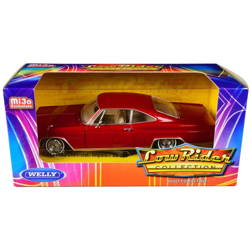 1965 Chevrolet Impala SS 396 Lowrider Red Metallic “Low Rider Collection” 1/24 Diecast Model Car by Welly
