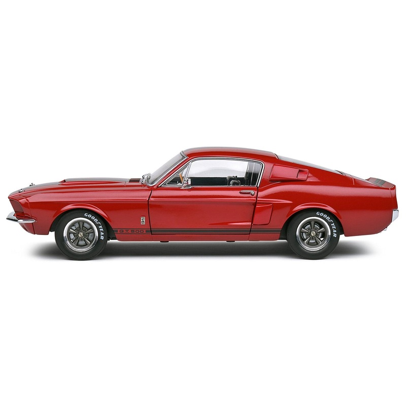1967 Shelby GT500 Burgundy Red with Black Stripes 1/18 Diecast Model Car by Solido