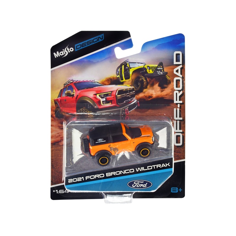 2021 Ford Bronco Wildtrak Orange Metallic with Black Top “Off-Road” “Maisto Design” Series 1/64 Diecast Model Car by Maisto