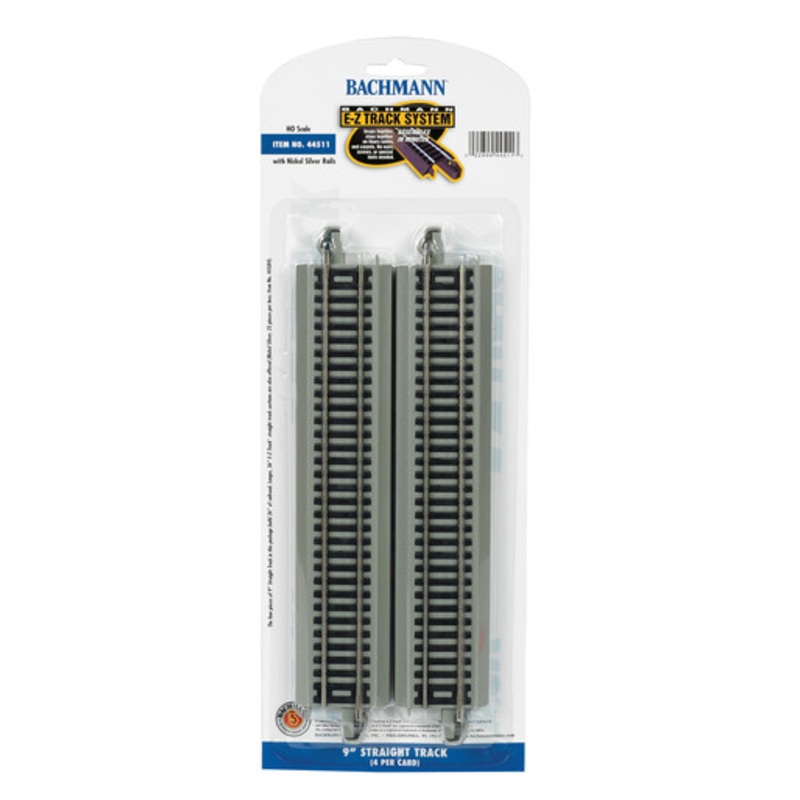 Bachmann 44511 HO Scale 9″ Straight Track (4 Pack)