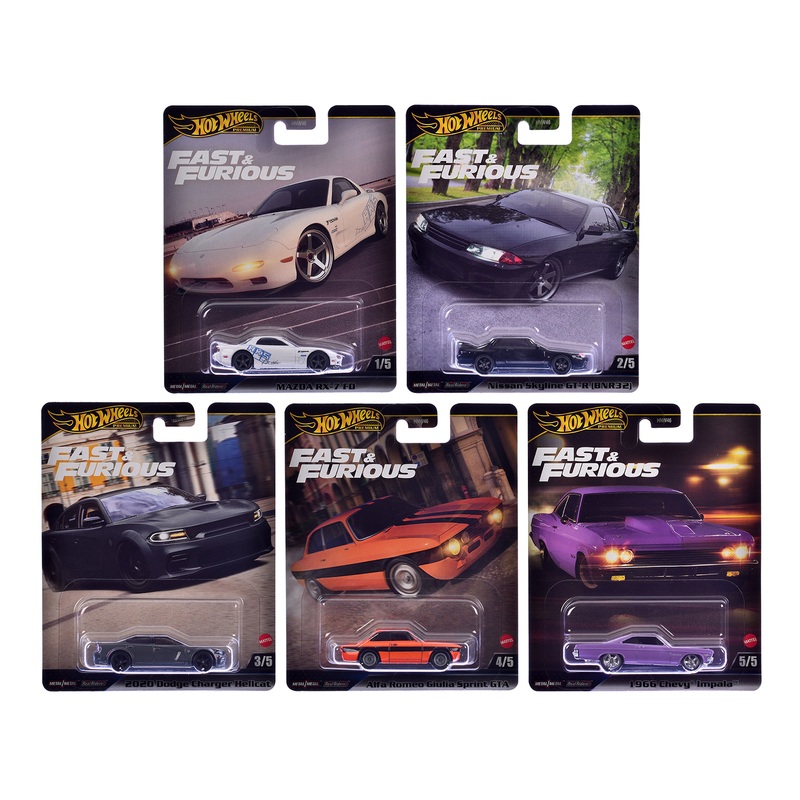 “Fast & Furious” 2025 5 piece Set K Diecast Model Cars by Hot Wheels