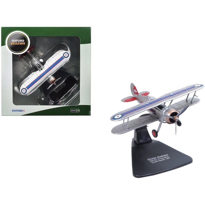 Gloster Gladiator Fighter Aircraft “No. 72 Squadron Church Fenton” (1937) British Royal Air Force “Oxford Aviation” Series 1/72 Diecast Model Airplane by Oxford Diecast
